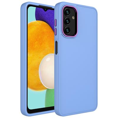 Galaxy A04S Uyumlu Kılıf Metal Çerçeve ve Buton Tasarımlı Silikon Zore Luna Kapak