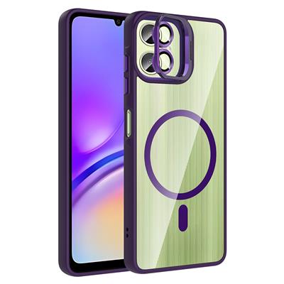 Galaxy A06 Uyumlu Kılıf Standlı ve Kamera Lens Hediyeli M-Safe Şarj Özellikli Zore Etro Kapak