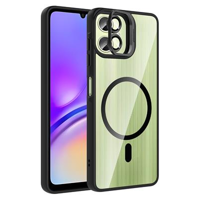 Galaxy A06 Uyumlu Kılıf Standlı ve Kamera Lens Hediyeli M-Safe Şarj Özellikli Zore Etro Kapak