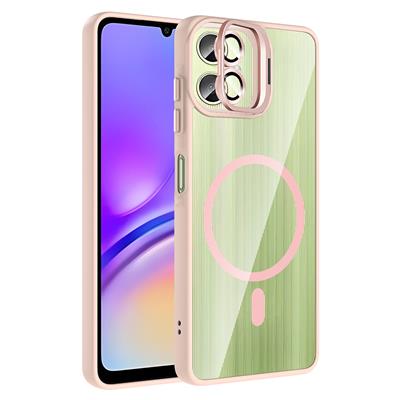 Galaxy A06 Uyumlu Kılıf Standlı ve Kamera Lens Hediyeli M-Safe Şarj Özellikli Zore Etro Kapak