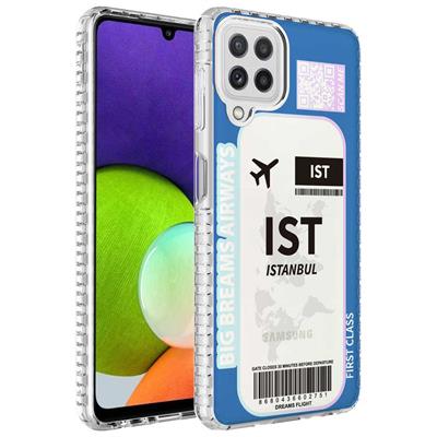 Galaxy A12 Uyumlu Kılıf Airbag Kenarlı Renkli Desenli Silikon Zore Elegans Kapak