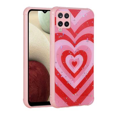 Galaxy A12 Uyumlu Kılıf Simli Desenli Kamera Korumalı Parlak Zore Popy Kapak