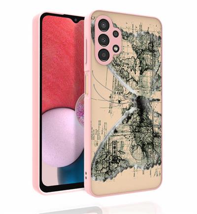 Galaxy A13 4G Uyumlu Kılıf Desenli Kamera Korumalı Parlak Zore Nora Kapak