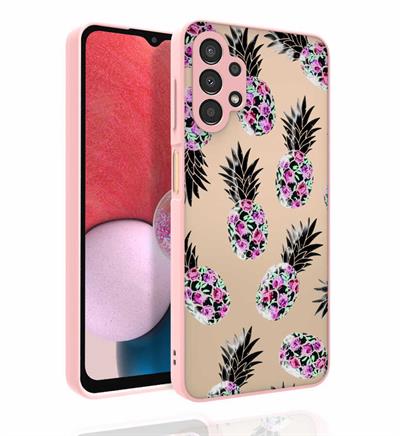 Galaxy A13 4G Uyumlu Kılıf Desenli Kamera Korumalı Parlak Zore Nora Kapak