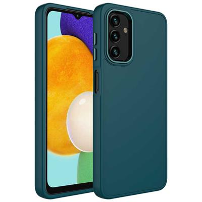 Galaxy A13 4G Uyumlu Kılıf Metal Çerçeve ve Buton Tasarımlı Silikon Zore Luna Kapak