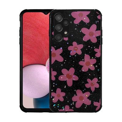 Galaxy A13 4G Uyumlu Kılıf Simli Desenli Kamera Korumalı Parlak Zore Popy Kapak