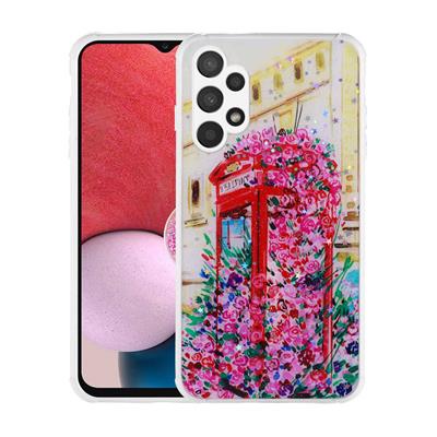 Galaxy A13 4G Uyumlu Kılıf Simli Desenli Kamera Korumalı Parlak Zore Popy Kapak