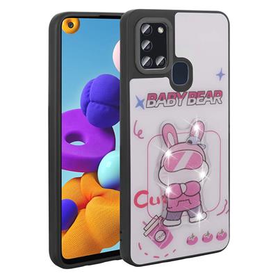 Galaxy A21S Uyumlu Kılıf Parlayan Kabartmalı İkonik Figürlü Zore Amas Silikon Kapak