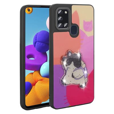 Galaxy A21S Uyumlu Kılıf Parlayan Kabartmalı İkonik Figürlü Zore Amas Silikon Kapak