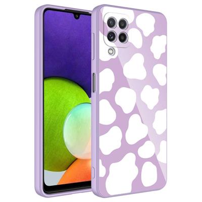 Galaxy A22 4G Uyumlu Kılıf Kamera Korumalı Desenli Sert Silikon Zore Epoksi Kapak