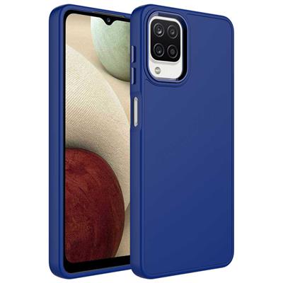 Galaxy A22 4G Uyumlu Kılıf Metal Çerçeve ve Buton Tasarımlı Silikon Zore Luna Kapak