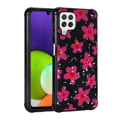 Galaxy A22 4G Uyumlu Kılıf Simli Desenli Kamera Korumalı Parlak Zore Popy Kapak