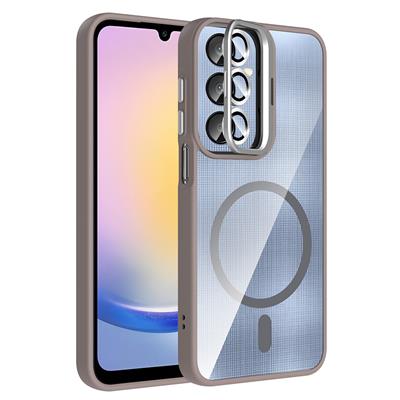 Galaxy A25 Uyumlu Kılıf Standlı ve Kamera Lens Hediyeli M-Safe Şarj Özellikli Zore Etro Kapak