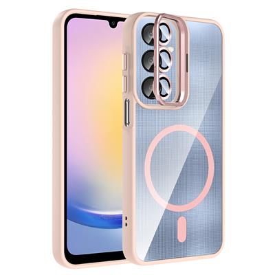 Galaxy A25 Uyumlu Kılıf Standlı ve Kamera Lens Hediyeli M-Safe Şarj Özellikli Zore Etro Kapak