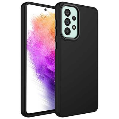 Galaxy A52 Uyumlu Kılıf Metal Çerçeve ve Buton Tasarımlı Silikon Zore Luna Kapak