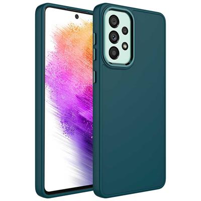 Galaxy A52 Uyumlu Kılıf Metal Çerçeve ve Buton Tasarımlı Silikon Zore Luna Kapak