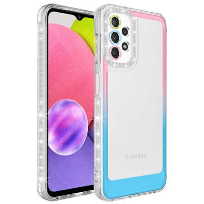 Galaxy A53 5G Uyumlu Kılıf Simli ve Renk Geçiş Tasarımlı Lens Korumalı Zore Park Kapak