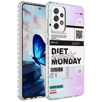 Galaxy A72 Uyumlu Kılıf Airbag Kenarlı Renkli Desenli Silikon Zore Elegans Kapak