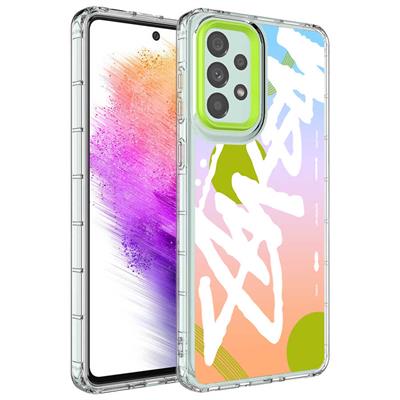 Galaxy A73 Uyumlu Kılıf Kamera Korumalı Renkli Desenli Sert Silikon Zore Korn Kapak
