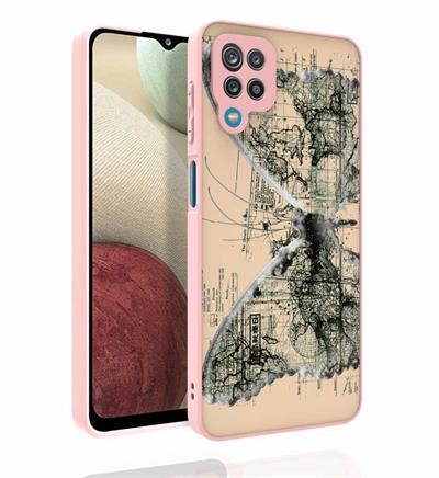 Galaxy M12 Uyumlu Kılıf Desenli Kamera Korumalı Parlak Zore Nora Kapak