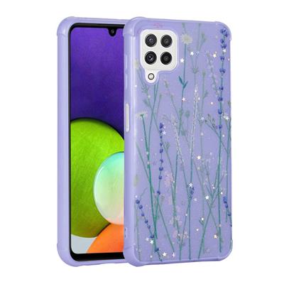 Galaxy M22 Uyumlu Kılıf Simli Desenli Kamera Korumalı Parlak Zore Popy Kapak