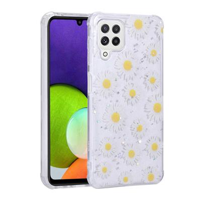 Galaxy M32 Uyumlu Kılıf Simli Desenli Kamera Korumalı Parlak Zore Popy Kapak