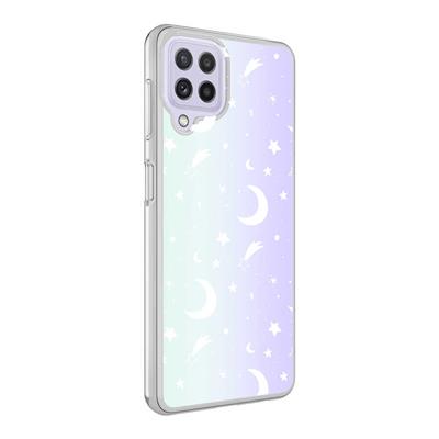 Galaxy M32 Uyumlu Kılıf Zore M-Blue Desenli Kapak