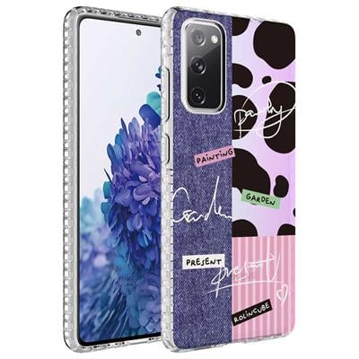 Galaxy S20 FE Uyumlu Kılıf Airbag Kenarlı Renkli Desenli Silikon Zore Elegans Kapak