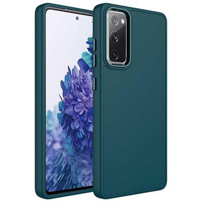 Galaxy S20 FE Uyumlu Kılıf Metal Çerçeve ve Buton Tasarımlı Silikon Zore Luna Kapak