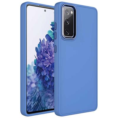 Galaxy S20 FE Uyumlu Kılıf Metal Çerçeve ve Buton Tasarımlı Silikon Zore Luna Kapak