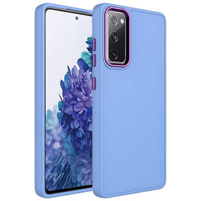 Galaxy S20 FE Uyumlu Kılıf Metal Çerçeve ve Buton Tasarımlı Silikon Zore Luna Kapak