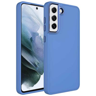 Galaxy S21 FE Uyumlu Kılıf Metal Çerçeve ve Buton Tasarımlı Silikon Zore Luna Kapak
