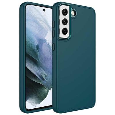 Galaxy S21 FE Uyumlu Kılıf Metal Çerçeve ve Buton Tasarımlı Silikon Zore Luna Kapak
