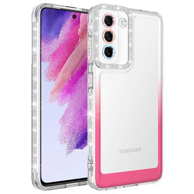 Galaxy S21 FE Uyumlu Kılıf Simli ve Renk Geçiş Tasarımlı Lens Korumalı Zore Park Kapak