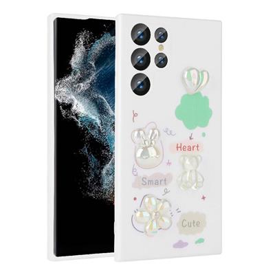 Galaxy S22 Ultra Uyumlu Kılıf Kabartma Figürlü Parlak Zore Toys Silikon Kapak
