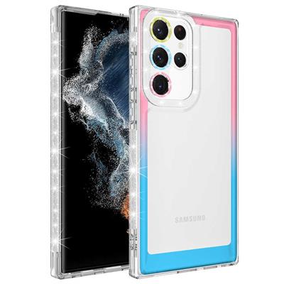 Galaxy S22 Ultra Uyumlu Kılıf Simli ve Renk Geçiş Tasarımlı Lens Korumalı Zore Park Kapak