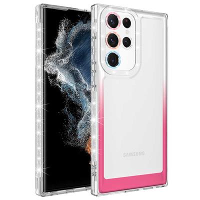 Galaxy S22 Ultra Uyumlu Kılıf Simli ve Renk Geçiş Tasarımlı Lens Korumalı Zore Park Kapak