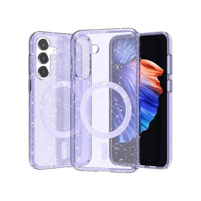 Galaxy S23 FE Uyumlu Kılıf M-safe Şarj Özellikli Parlayan Simli Saydam Renkli Zore Allstar Kapak