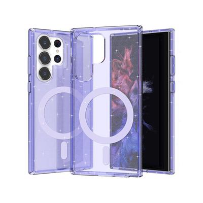 Galaxy S23 Ultra Uyumlu Kılıf M-safe Şarj Özellikli Parlayan Simli Saydam Renkli Zore Allstar Kapak