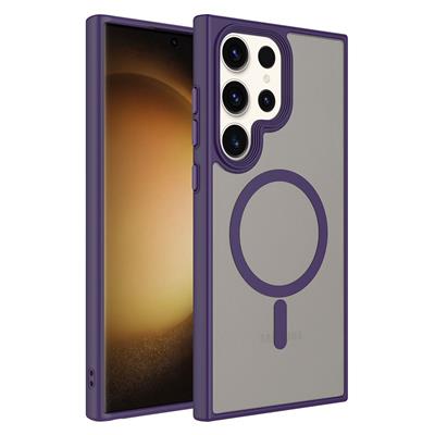 Galaxy S23 Ultra Uyumlu Kılıf Mat Arka Yüzey Wireless Şarj Özellikli Zore Flet M-safe Kapak