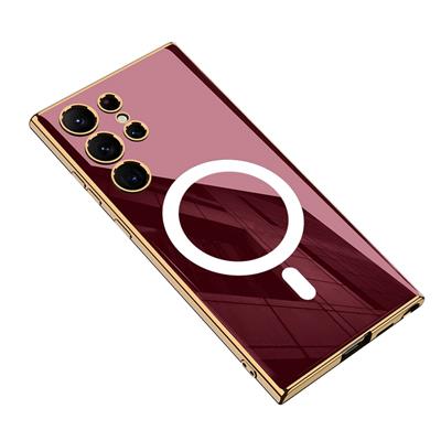 Galaxy S23 Ultra Uyumlu Kılıf Wireless Şarj Özellikli Kenarları Elektroplating Kaplama Aynalı Zore Kent Kapak