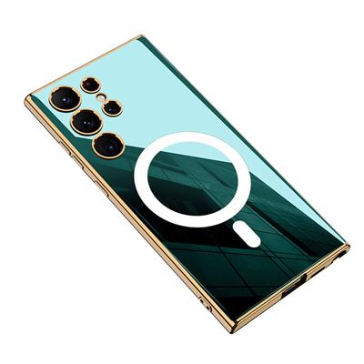 Galaxy S23 Ultra Uyumlu Kılıf Wireless Şarj Özellikli Kenarları Elektroplating Kaplama Aynalı Zore Kent Kapak