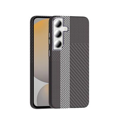 Galaxy S24 FE Uyumlu Kılıf M-safe Şarj Özellikli Karbon Fiber Görünümlü Zore Gros Kapak