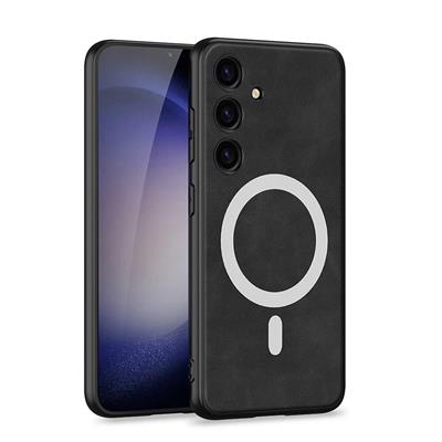 Galaxy S24 Plus Uyumlu Kılıf M-safe Şarj Özellikli Deri Tasarımlı Zore Kıpta Nubuk Kapak