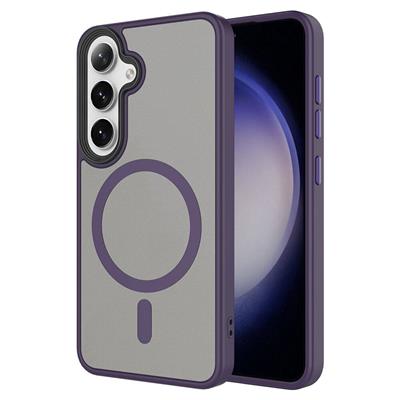 Galaxy S24 Plus Uyumlu Kılıf Sert PC Arka Yüzey Wireless Şarj Özellikli Zore Flet M-safe Kapak