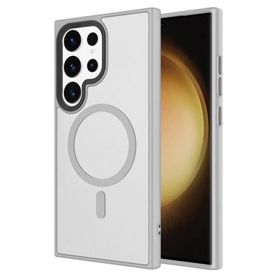 Galaxy S24 Ultra Uyumlu Kılıf Sert PC Arka Yüzey Wireless Şarj Özellikli Zore Flet M-safe Kapak