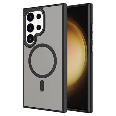 Galaxy S24 Ultra Uyumlu Kılıf Sert PC Arka Yüzey Wireless Şarj Özellikli Zore Flet M-safe Kapak