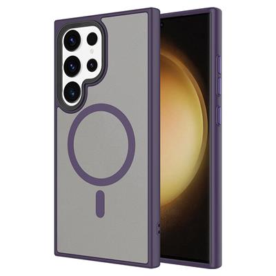 Galaxy S24 Ultra Uyumlu Kılıf Sert PC Arka Yüzey Wireless Şarj Özellikli Zore Flet M-safe Kapak