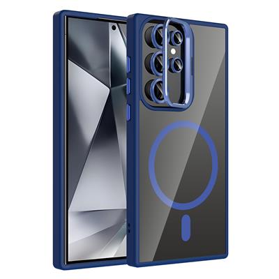 Galaxy S24 Ultra Uyumlu Kılıf Standlı ve Kamera Lens Hediyeli M-Safe Şarj Özellikli Zore Etro Kapak