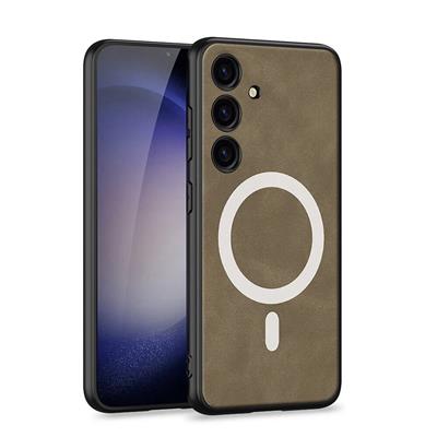 Galaxy S24 Uyumlu Kılıf M-safe Şarj Özellikli Deri Tasarımlı Zore Kıpta Nubuk Kapak